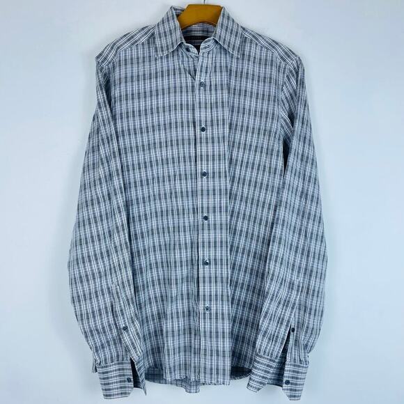 Gucci Men’s Fitted Plaid Button Up Long Sleeve Shirt Size 41/16 or LARGE